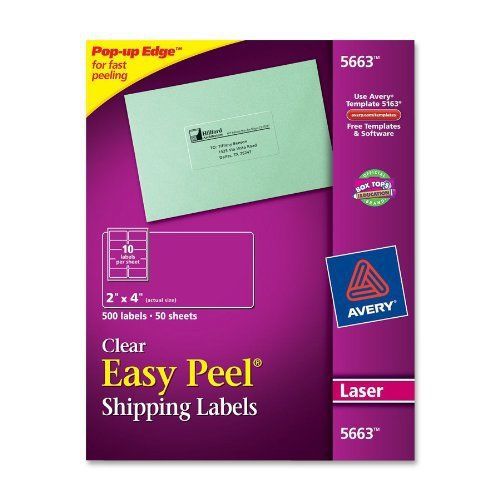 Avery Easy Peel Address Label - 2&#034; Width X 4.12&#034; Length - 10/sheet - (ave5663)