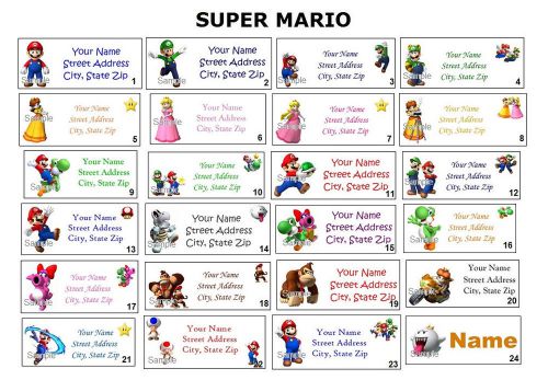 *CUTE * Super Mario Bros Yoshi Luigi Return Address Labels &amp; Name Stickers