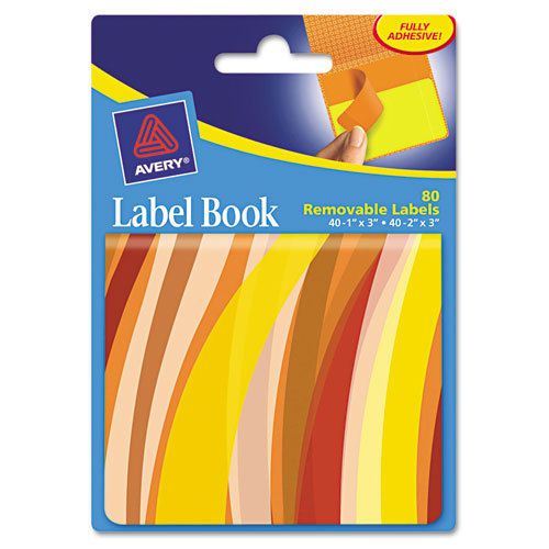 Avery removable label pad books, 1 x 3 yellow &amp; 2 x 3 orange, orange wavy, 80/pa for sale