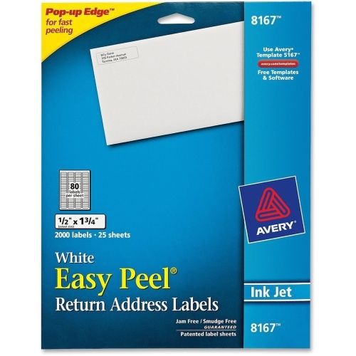 LOT OF 4 Avery Easy Peel Address Label - 0.5&#034;Wx1.75&#034; L - 2000/Pk - White