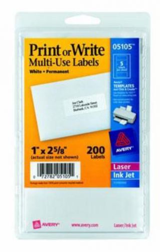 Print Or Write White Multi-Use Label 1&#039;&#039; x 2-5/8&#039;&#039; Permanent 200Ct Laser/Ink Jet