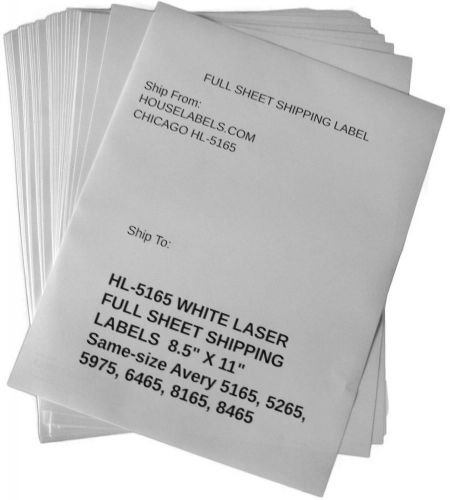 800 sheets (800 labels) 5165-size, 1-up, white multipurpose labels [bpa free] for sale