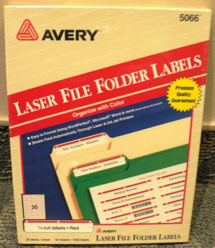 Avery 5066 laser file folder labels red 50 sheets / 1,500 labels brand new for sale