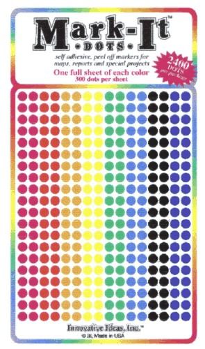 Map Dots - 8 Assorted colors 120 each - 960 total