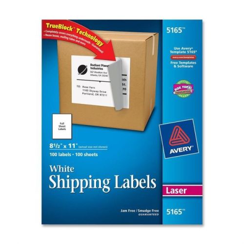 Avery dennison 5165 100-labels 0 8.5x11 white for sale
