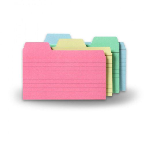 Tabbed Index Cards 3 X 5 Assorted Ors 48 Pack Easy Viewing Ft07216