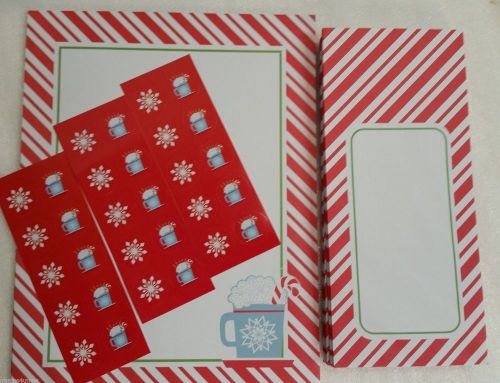 Holiday Candy Stripe Frosty Mug  Letterhead Kit ~  27 Sheets, Envelopes &amp; Seals