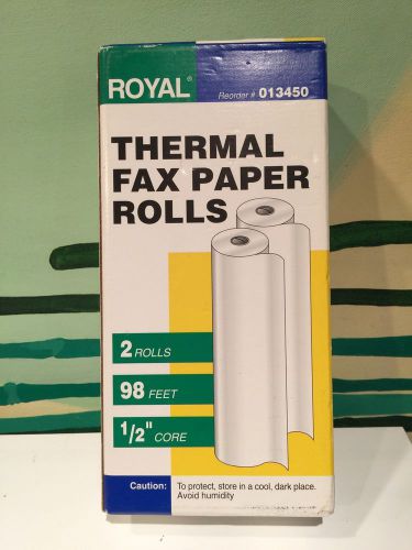 2 Sealed Rolls Royal 1/2&#034; X 98&#039; Thermal Fax Paper Rolls OLD STOCK