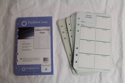 Franklin Covey Address Phone Pages, New, 50 sheets &amp; 100 weekly schedule compact