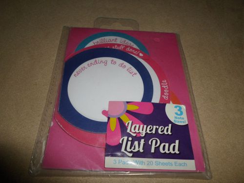 Layered List Pad (3 Pads With 20 Sheets Each), To Do list Pad...,NEW IN PACKAGE!