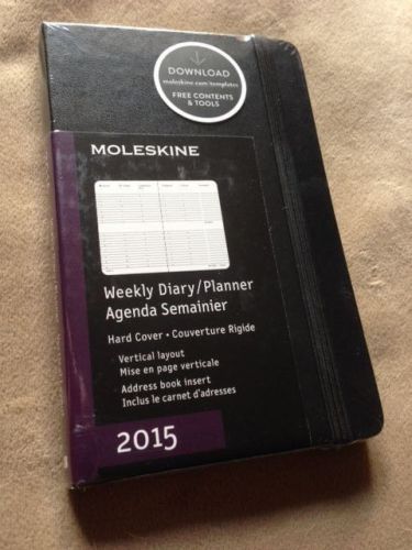 NEW 2015 Moleskine BLACK Pocket WEEKLY Diary Planner Hard Cover SEALED 2435