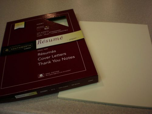 Southworth Premium Weight Resume Paper, 32lbs., 8-1/2&#034; x 11&#034;, Ivory, 35 pages