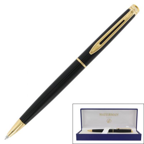 Waterman Hemisphere Essential Black Lacquer Gold Trim Ballpoint Pen - 1782292