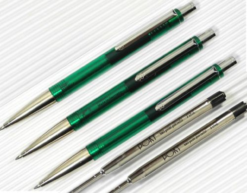 30pcs PIRRE PAUL&#039;S 610 ball point pen clear GREEN +10 refills parker style BLACK