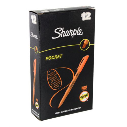 Sharpie Accent Pocket Style Highlighter, Chisel Tip, Fluorescent Orange, 2 Dozen