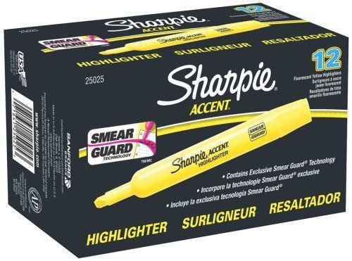Sharpie accent tank-style highlighters, fluorescent yellow, ink pen kid 12 pack for sale