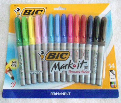 New Bic Mark-It 14 Long Lasting Color Acid Free Ink Soft Grip Permanent Markers