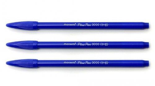 Monami plus pen 3000 blue felt fine nib pen 1 dz 12 pcs aqua ink office school for sale