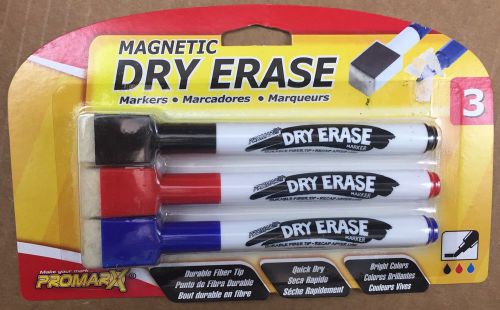 Pack Of 3 Magnetic Dry Erase Markers - Blue Red Black