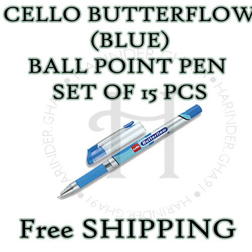 Original (BLUE INK) CELLO BUTTERFLOW BALL POINT PEN SET OF 15 PCS