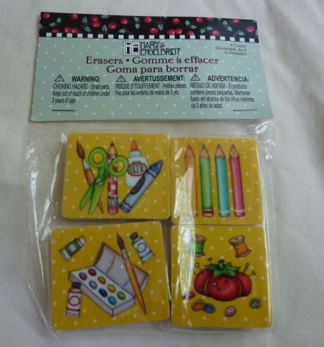 Mary Engelbreit Ink 4-pack erasers, arts crafts supplies sewing, paint, pencils