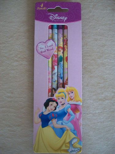 Disney Princesses Set Of Four #2 Wood Pencils By Starpoint, BRAND NEW IN PACKAGE