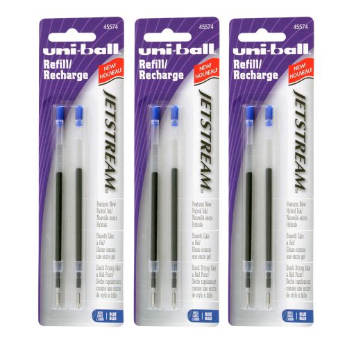 Uni-Ball Jetstream Stick Rollerball Pen Refills, Bold Point, Blue Ink, Pack of 6