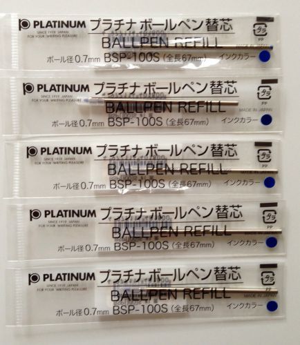 Platinum oil based ballpoint pen refill bsp-100s blue 0.7mm set of 5 for sale