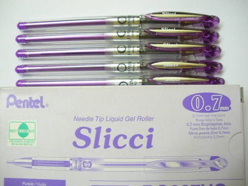 10pcs PENTEL SLICCI 0.7mm  fine roller ball pen purple/with cap(Smoothest)