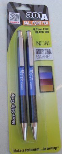 2 zebra  f-301a blue metal barrel ballpoint pens for sale