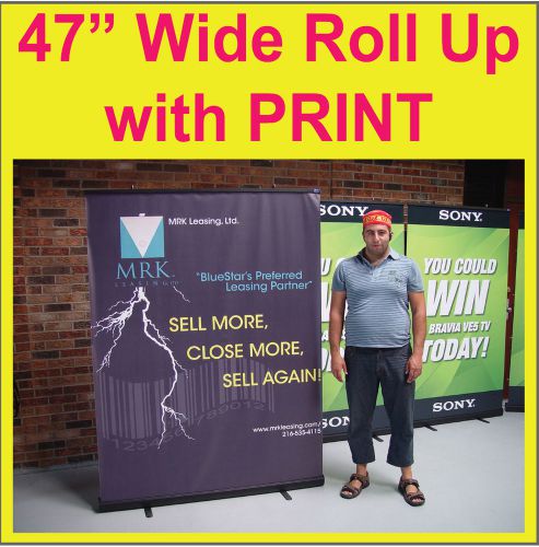 Black base retractable pop up booth trade show banner stand display + print for sale