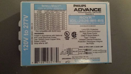 &#034;new&#034; philips advance intellivolt ballast 120-277v idl-2s26-m5-bs dimmable for sale