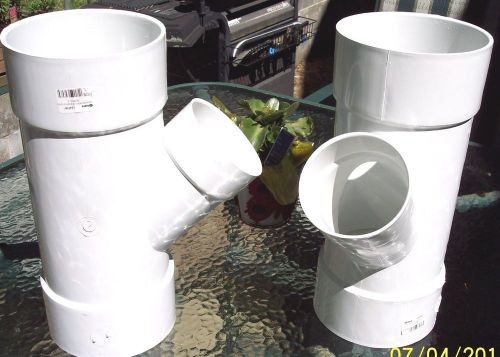 PAIR (2) NEW, &#039;NDS&#039;,NORMANDY BRAND, WHITE PVC, #L64P08, 6X6X4&#034; SEWER/DRAIN &#039;Y&#039;&#039;s