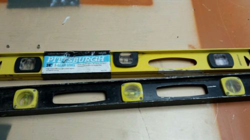 24&#034; level measure  aluminum  straight  edge  used two pieces. Lot deal