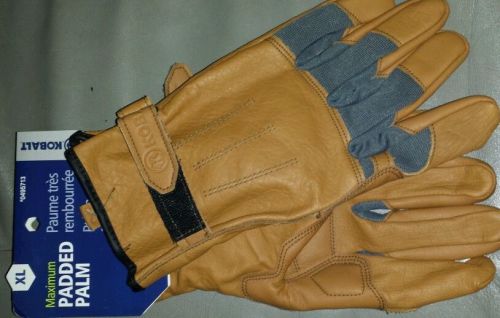 Kobalt XL Men&#039;s Leather Max.Padded Palm Work Gloves BRAND NEW! FREE SHIPPING! !