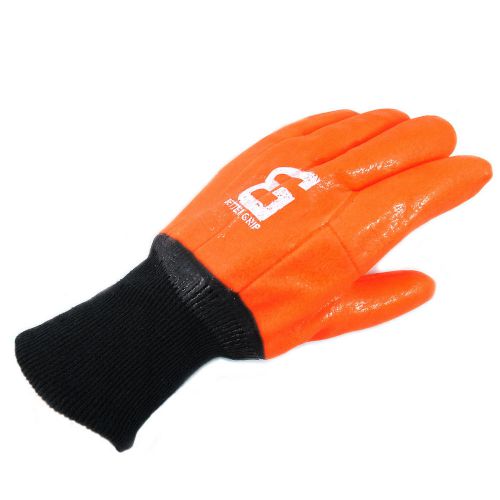 Bettergrip premium heavy duty lined orange pvc coated gloves -knit wrist for sale