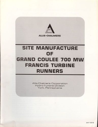 Technical paper - allis-chalmers - grand coulee dam turbine runner mfg (e1584) for sale