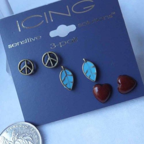 European and american anti-war leaves heart earrings earrings parure specials for sale