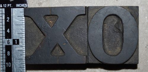 Vintage Letterpress Wood Printer&#039;s Type &#034;XO&#034;, 1 11/16&#034; tall, Hugs and Kisses