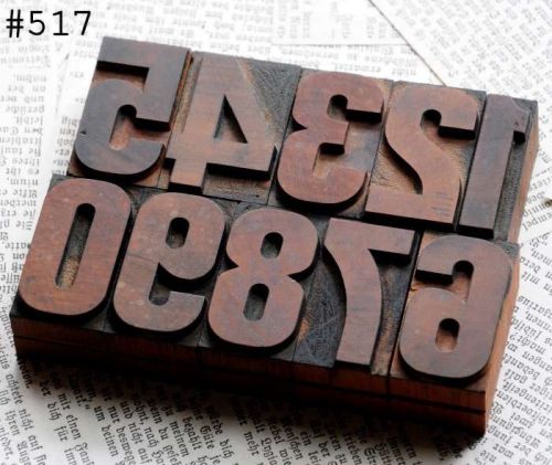 0-9 letterpress wood printing blocks type woodtype wooden numbers font shabby