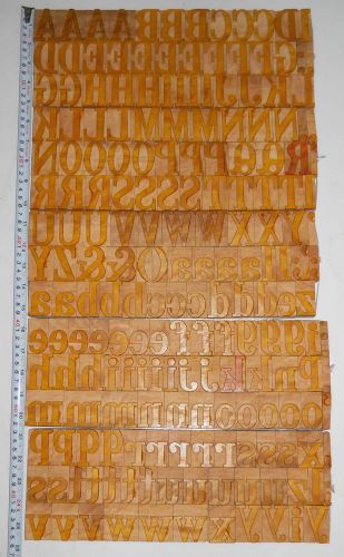 195 piece vintage letterpress wood wooden type printing blocks 45mm for sale