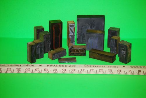Vintage Lot of 16 Printing Blocks - Wood Copper Zinc - Sta Tite Scye Handle