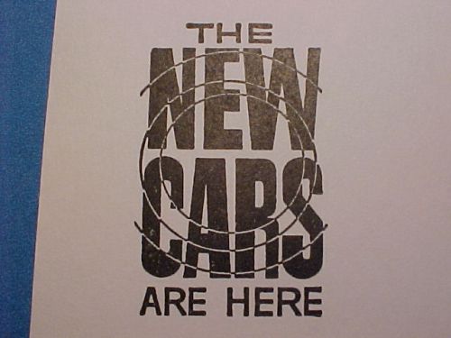 Letterpress printers cut THE NEW CARS ARE HERE Dealership Ad,SHOCK WAVES,VINTAGE