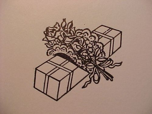 Letterpress printers block &#034;GIFT,PRESENT&#034; Roses,Ribbon,Bow,Lace,Flowers,Box,Date