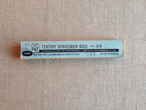 Vintage Letterpress Type from ATF, Century Schoolbook BOLD, 10pt Figures, UNUSED