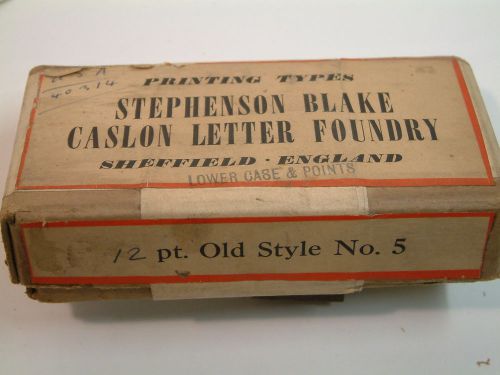 NEW 12pt. Old Style No. 5 / lowercase &amp; pts. / Stephenson Blake Letterpress Type