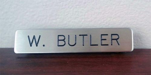 Personalized Engraved Satin Silver Municipal Employee and Military Name Badge