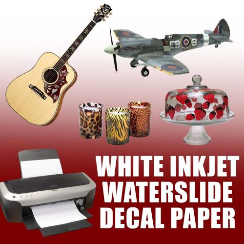 10 Sheets Waterslide Decal Paper, White For Inkjet Printer 8.5&#034; X 11&#034; Letter