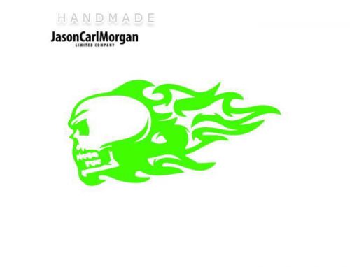 JCM® Iron On Applique Decal, Flaming Skull Neon Green