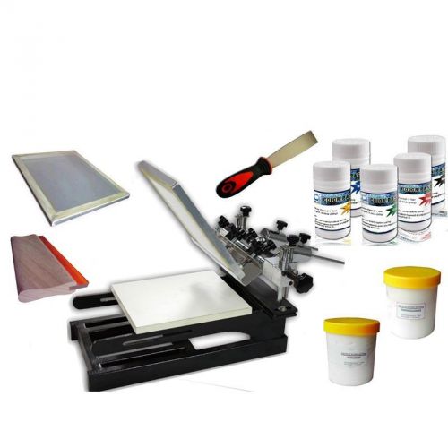 New 1 Color Screen Printing Press Equipment Machine Kit Frame Squeegee Pigment